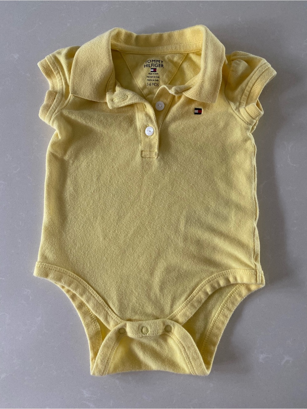 Tommy Hilfiger Yellow Baby Polo Onesie